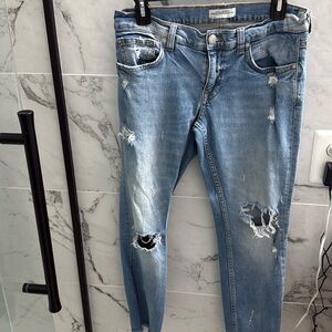 Zara distressed denim, cropped jeans
